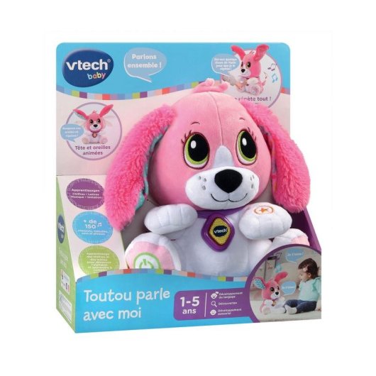 Pelucia interactiva VTech Doggie Talk to Me rosa para criancas