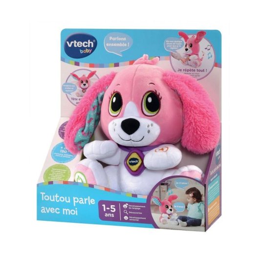 Pelucia interactiva VTech Doggie Talk to Me rosa para criancas