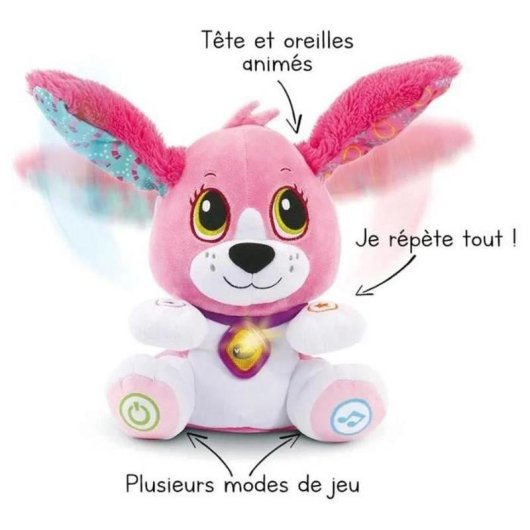Pelucia interactiva VTech Doggie Talk to Me rosa para criancas