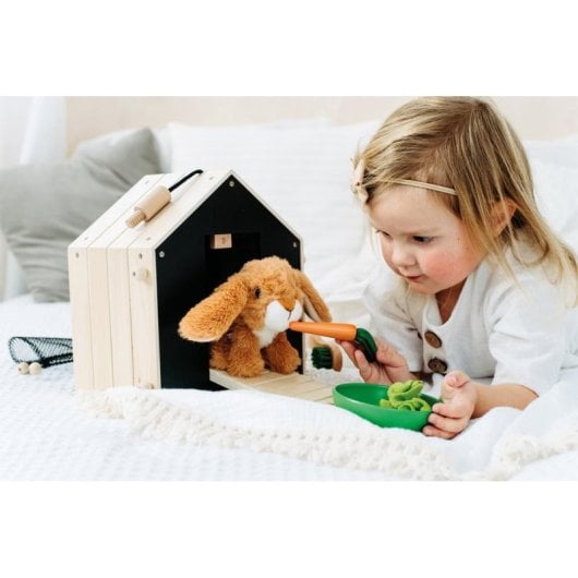 Ensemble Clapier SMALL FOOT Lapin Peluche et Accessoires Bois