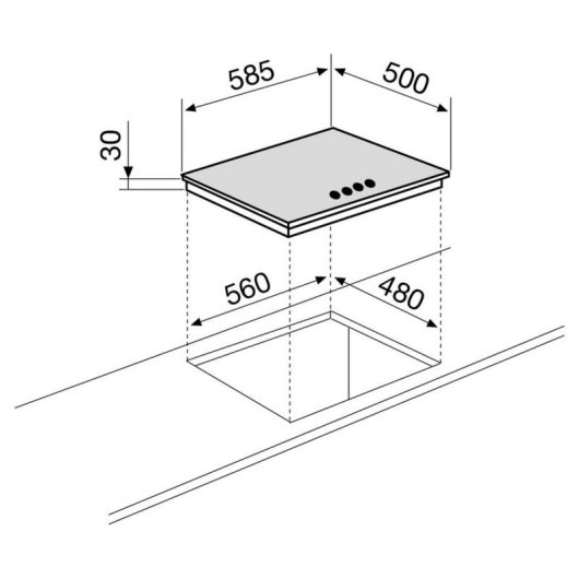 Gaskochfeld Glem Gas GT64WH 4 Brenner 60 cm weiß Einbau