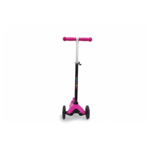 Patinete infantil Jamara KickLight de 3 ruedas luminosas, plegable, negro y rosa