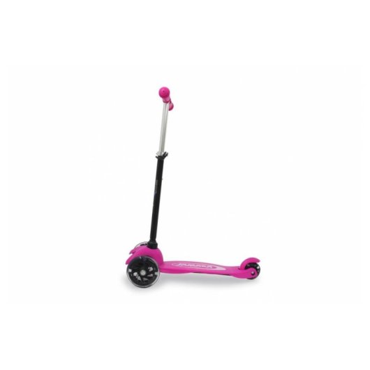 Patinete infantil Jamara KickLight de 3 ruedas luminosas, plegable, negro y rosa