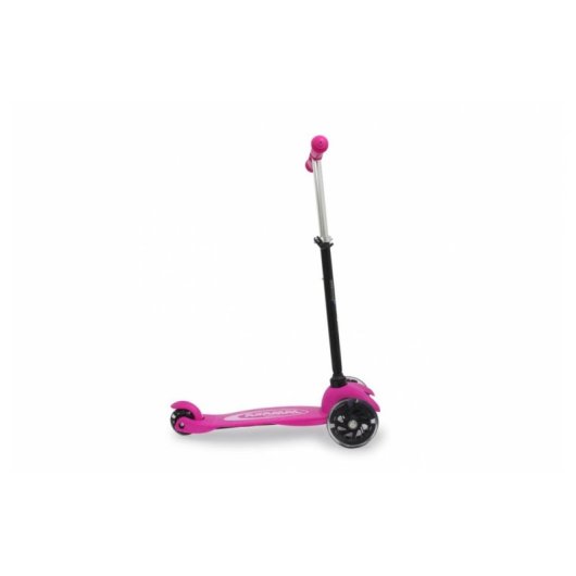 Patinete infantil Jamara KickLight de 3 ruedas luminosas, plegable, negro y rosa