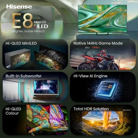 TV Hisense DLED 75E8S 75" 4K UltraHD 144Hz Smart TV VIDAA Dolby Vision IQ Atmos
