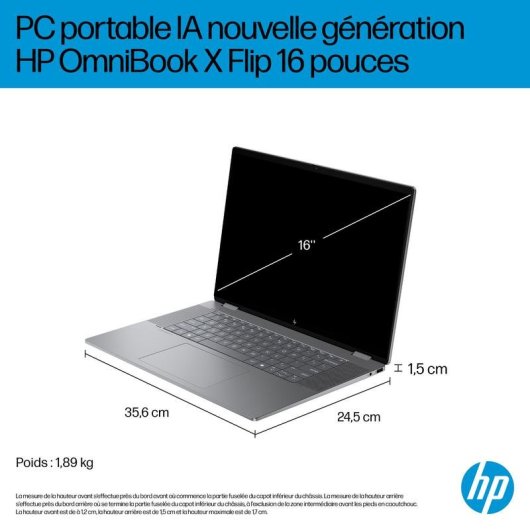 Ordinateur portable HP OmniBook X Flip 16 16" AMD Ryzen AI 7 350 24GB 512GB SSD AMD Radeon 860M Windows 11 Home