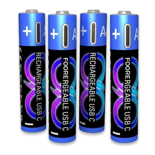 Pilha AA LR6 Li-ion recarregável USB-C 2000 mAh Pack 4