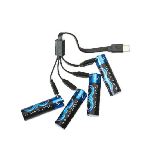 Pilha AA LR6 Li-ion recarregável USB-C 2000 mAh Pack 4