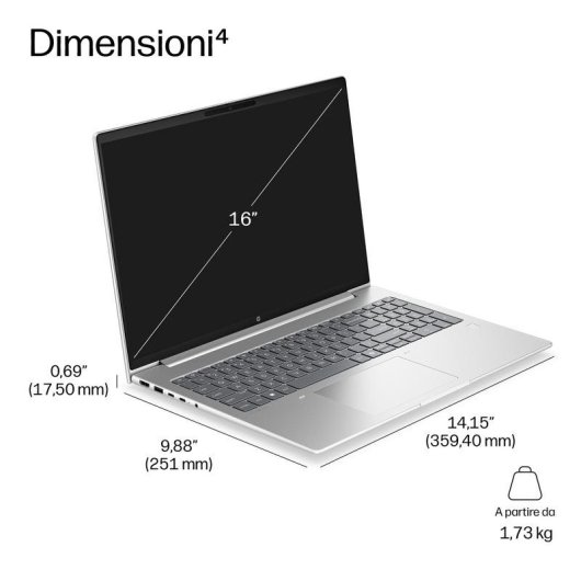Portatile HP ProBook 4 G2a 16" AMD Ryzen AI 5 430 24GB 512GB SSD Radeon 840M Windows 11 Pro