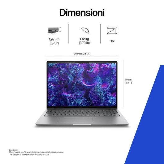 Portatile HP ZBook 8 G1i 16 16" Intel Core Ultra 9 285H 32GB 1TB SSD RTX 500