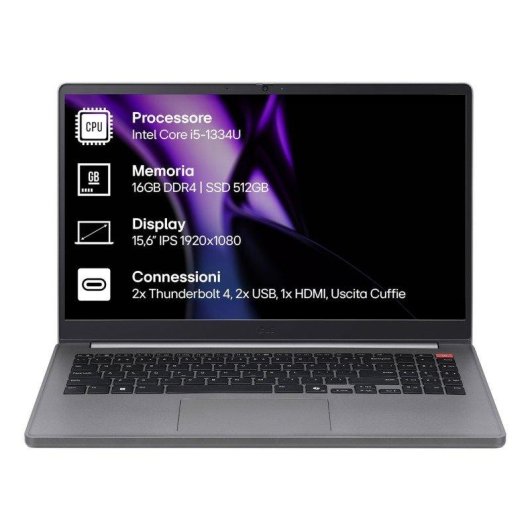 Portátil LG Gram 15.6" Intel Core i5-1334U 16GB 512GB SSD Windows 11 Pro