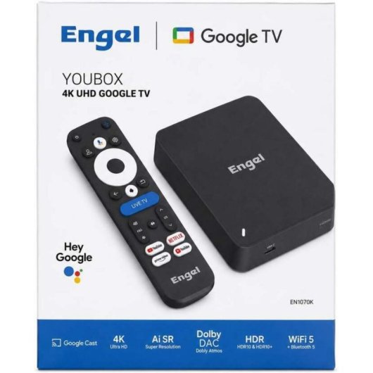 Receptor Smart TV Engel EN1070K 4K UHD Google TV 64 GB WiFi Bluetooth