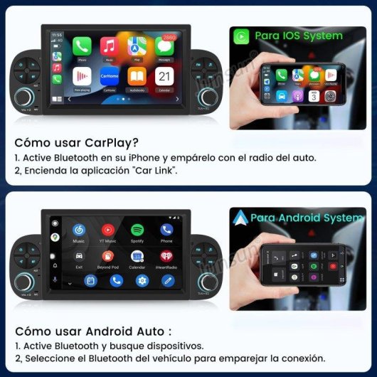 Autoradio 2DIN JUNSUN Fiat Panda CarPlay Android Auto 64Go
