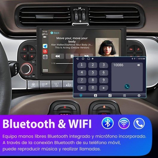Autoradio 2DIN JUNSUN Fiat Panda CarPlay Android Auto 64Go
