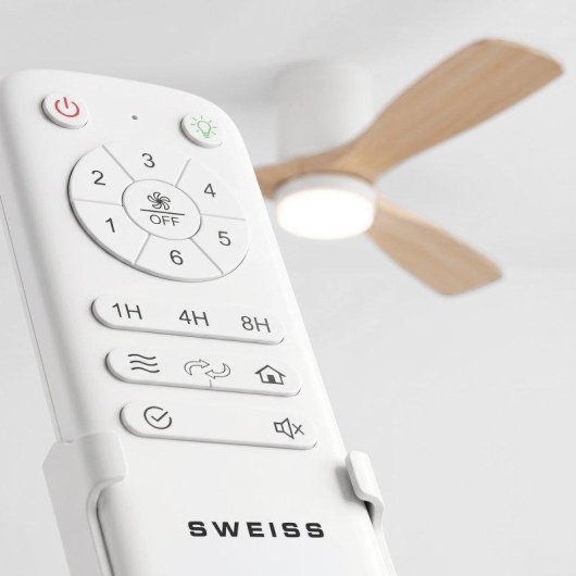 Ventoinha de Teto com Luz SWEISS Flow22 40W 3 Pás 6 Velocidades Comando Função Inverno