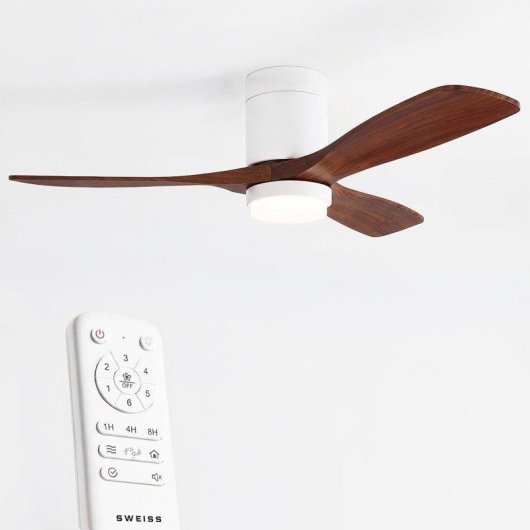 Ventoinha de Teto com Luz SWEISS Flow26 40W 106cm 6 Velocidades Comando Função Inverno