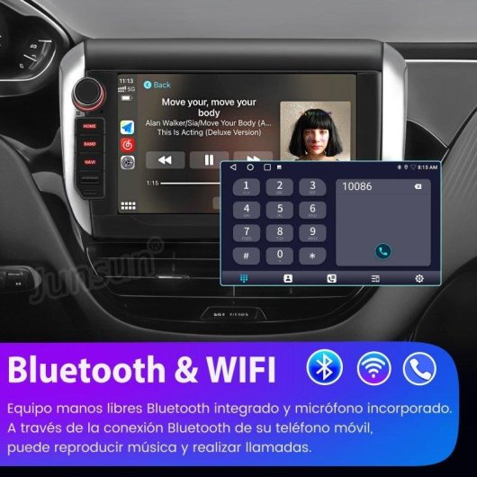 Autoradio JUNSUN Peugeot 208 2008 Android 15 CarPlay GPS 8" 64GB