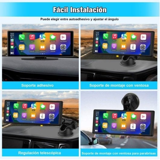 Pantalla táctil portátil Junsun 10,26" CarPlay Android Auto Bluetooth 5.0 cámara AHD