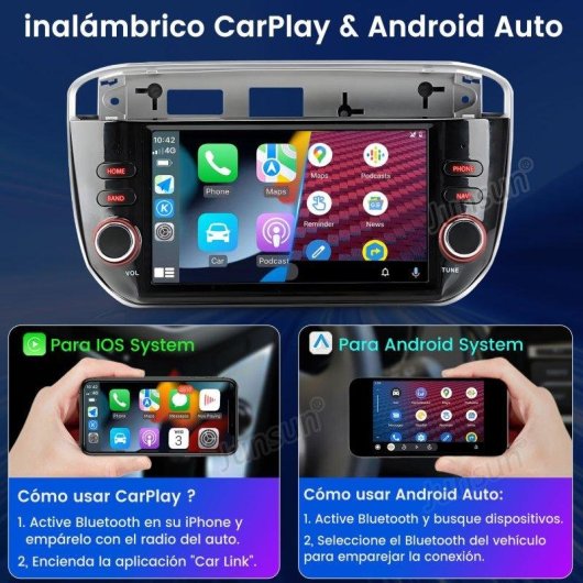 Autoradio 2DIN JUNSUN Fiat Punto Evo Carplay Android Auto 64Go