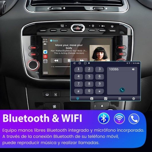 Autoradio 2DIN JUNSUN Fiat Punto Evo Carplay Android Auto 64Go