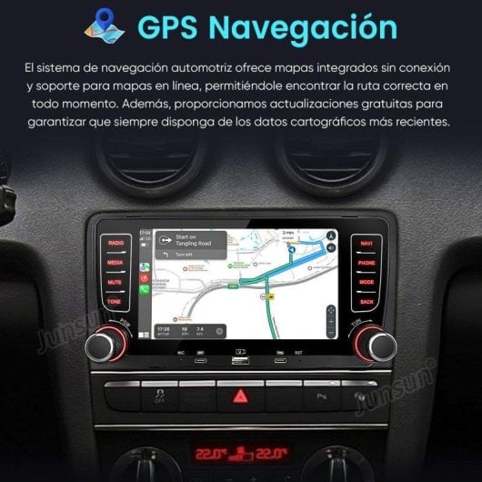 Autoradio JUNSUN Audi A3 S3 RS3 8P 7" Android 15 CarPlay GPS 64GB