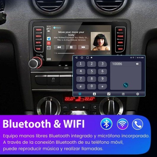 Autoradio JUNSUN Audi A3 S3 RS3 8P 7" Android 15 CarPlay GPS 64GB