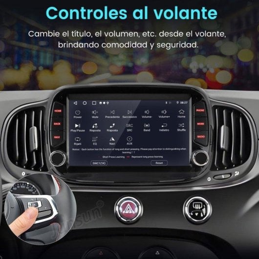 Autoradio 2 Din JUNSUN Fiat 500 CarPlay Android Auto GPS 64GB