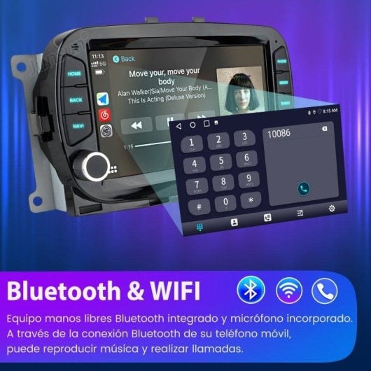 Autoradio 2 Din JUNSUN Fiat 500 CarPlay Android Auto GPS 64GB