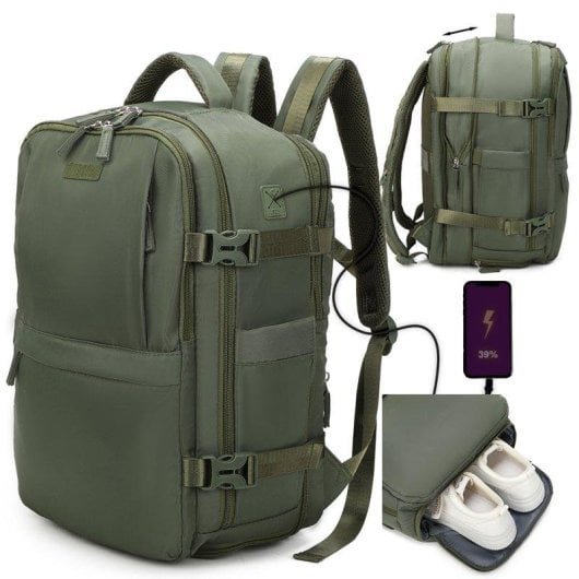 Mochila de cabina RAYKONG 40x30x20 cm 24 L impermeable portátil 16" verde