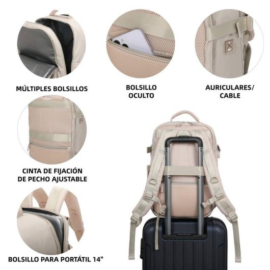 Mochila Raykong Cabina Impermeable 40x30x20cm 24 L Equipaje de mano Khaki