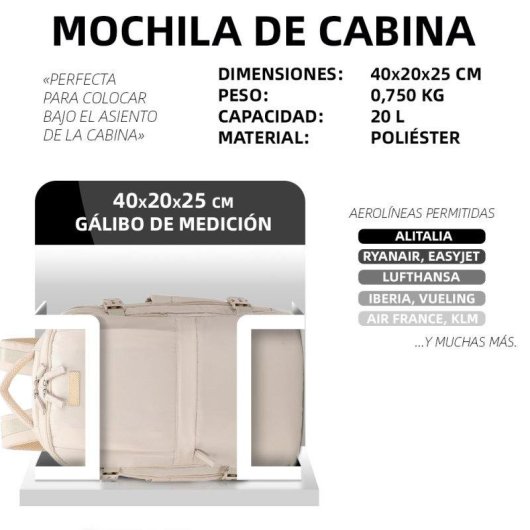 Mochila Raykong Cabina 40x20x25cm 20L Impermeable Compatible con Portátil 15" Khaki