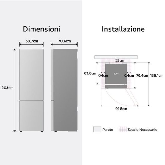 Frigorifero Combi LG GBBW726DEV Total No Frost 203cm 465L D Nero WiFi