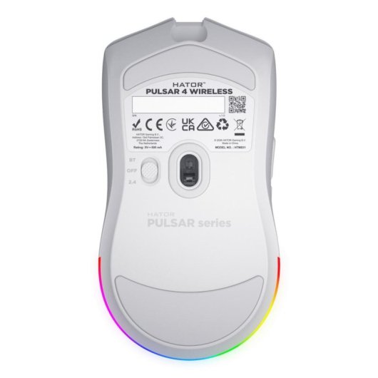 Souris HATOR Pulsar 4 Gaming 2,4 GHz Bluetooth USB 16000 DPI Blanc RGB