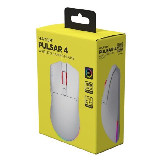 Souris HATOR Pulsar 4 Gaming 2,4 GHz Bluetooth USB 16000 DPI Blanc RGB