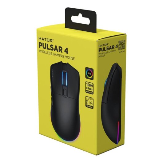 Ratón HATOR Pulsar 4 Gaming 2,4 GHz Bluetooth USB-C 16000 DPI Noir
