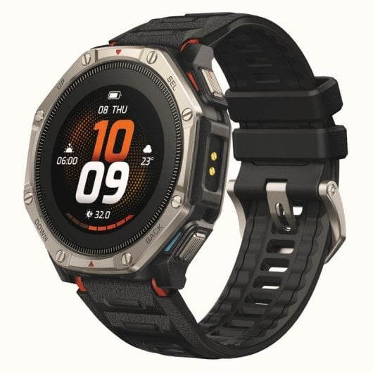 Amazfit T-Rex Dual Solar GPS NFC 51mm Boîtier Noir et Argent Taille Unique