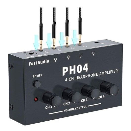 Amplificador de auriculares Fosi Audio PH04 4 canales 40 mW por canal Jack 3,5 mm