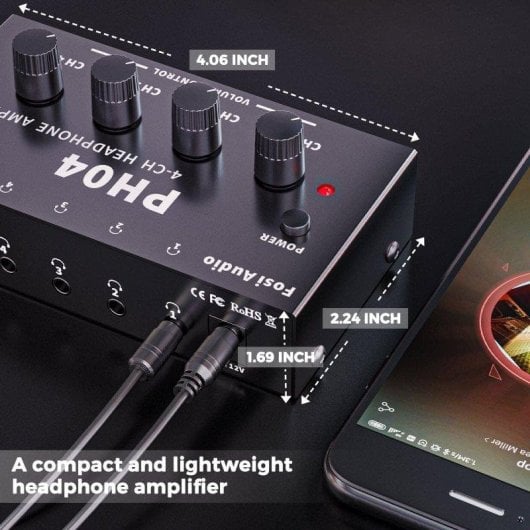 Amplificador de auriculares Fosi Audio PH04 4 canales 40 mW por canal Jack 3,5 mm