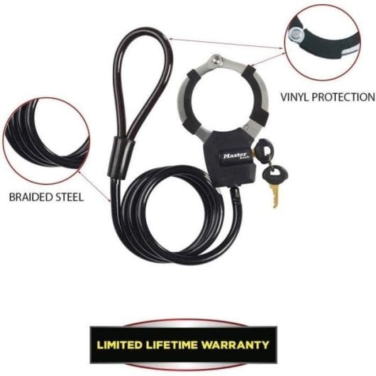 Antivol vélo Master Lock Street Cuff câble 1 m 8 mm à clé
