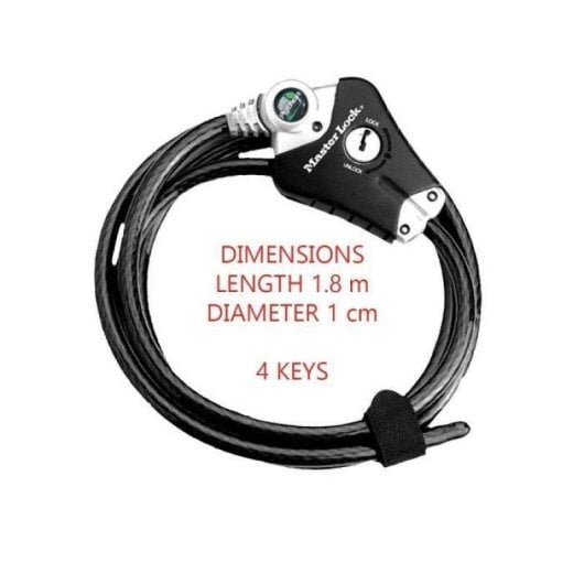 Cable Antirrobo Master Lock Python Ajustable 1,8 m Acero Negro