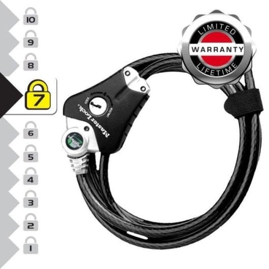 Cable Antirrobo Master Lock Python Ajustable 1,8 m Acero Negro