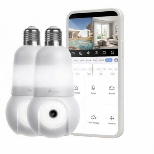 Pack 2 Cámaras IP Nivian Bombilla 2K Visión Nocturna Interior y Exterior Control por Voz Audio Bidireccional