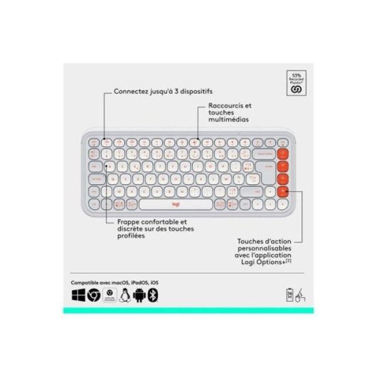 Teclado Logitech Pop Icon Combo Bluetooth Branco AZERTY com Rato