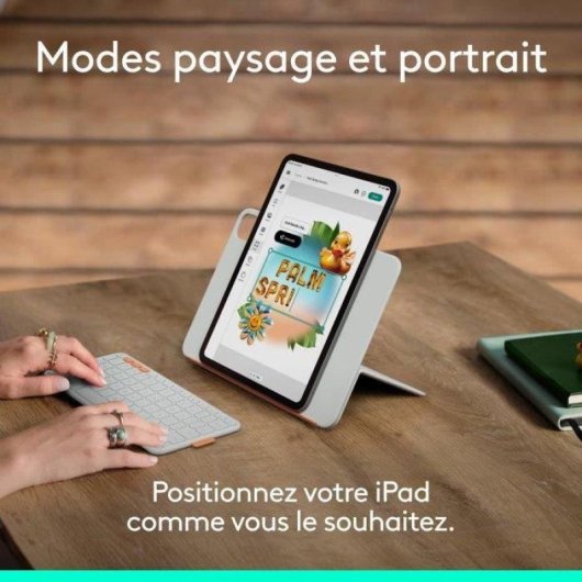 Tastiera Logitech Flip Folio AZERTY Bluetooth Grigio Chiaro per iPad 11"