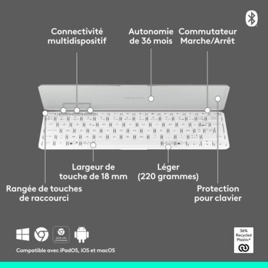 Teclado Logitech Keys-To-Go 2 Slim Mini Bluetooth Francés