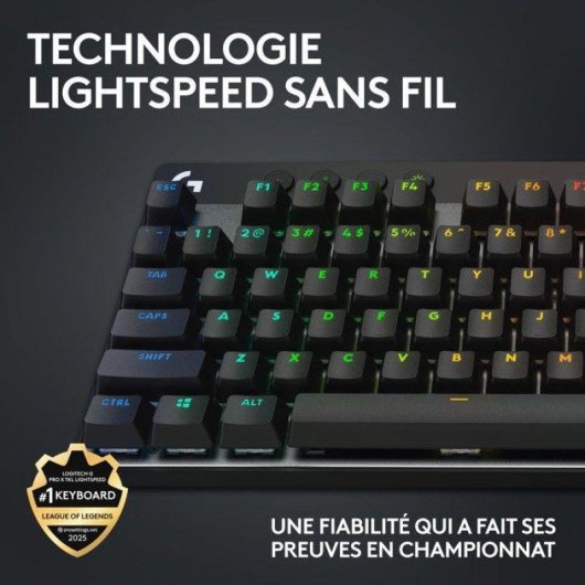 Clavier Logitech G Pro X TKL Lightspeed Wireless USB AZERTY Noir