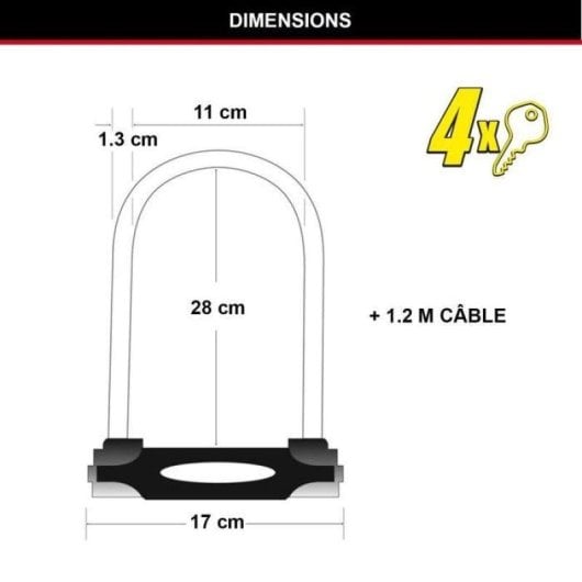 Antivol Master Lock XL avec câble en acier et clé