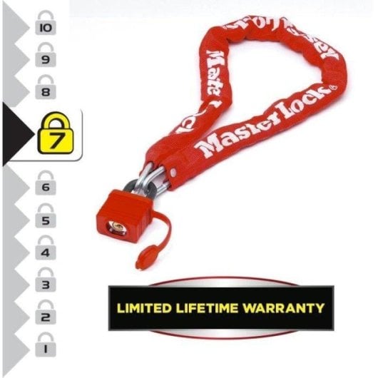 Candado con cadena Master Lock Acero 90 cm Cerradura con llave para bicicleta