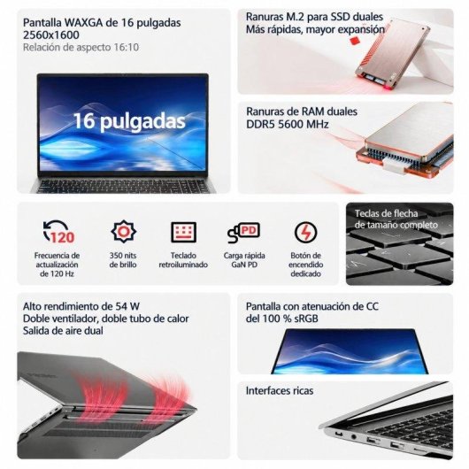 Portátil FIREBAT U6B 16" AMD Ryzen 7 H255 16GB 512GB SSD AMD Radeon 780M Windows 11