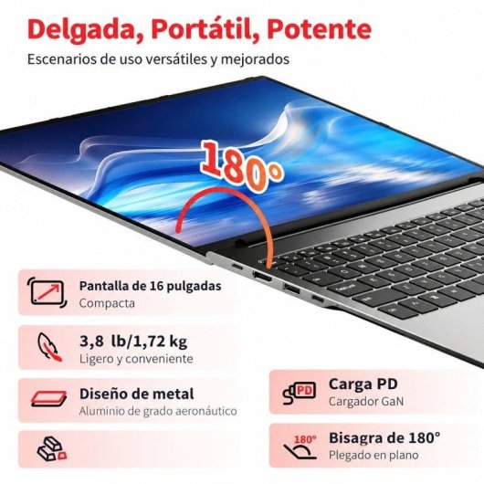 Portátil FIREBAT U6B 16" AMD Ryzen 7 H255 16GB 512GB SSD AMD Radeon 780M Windows 11